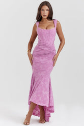 Cesca-Rose Pink Floral Maxi Dress