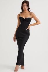 Charmaine-Black Corset Maxi Dress