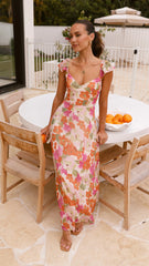Calais Maxi Dress - Orange Floral