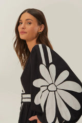 Black Nature Buttoned Maxi Dress