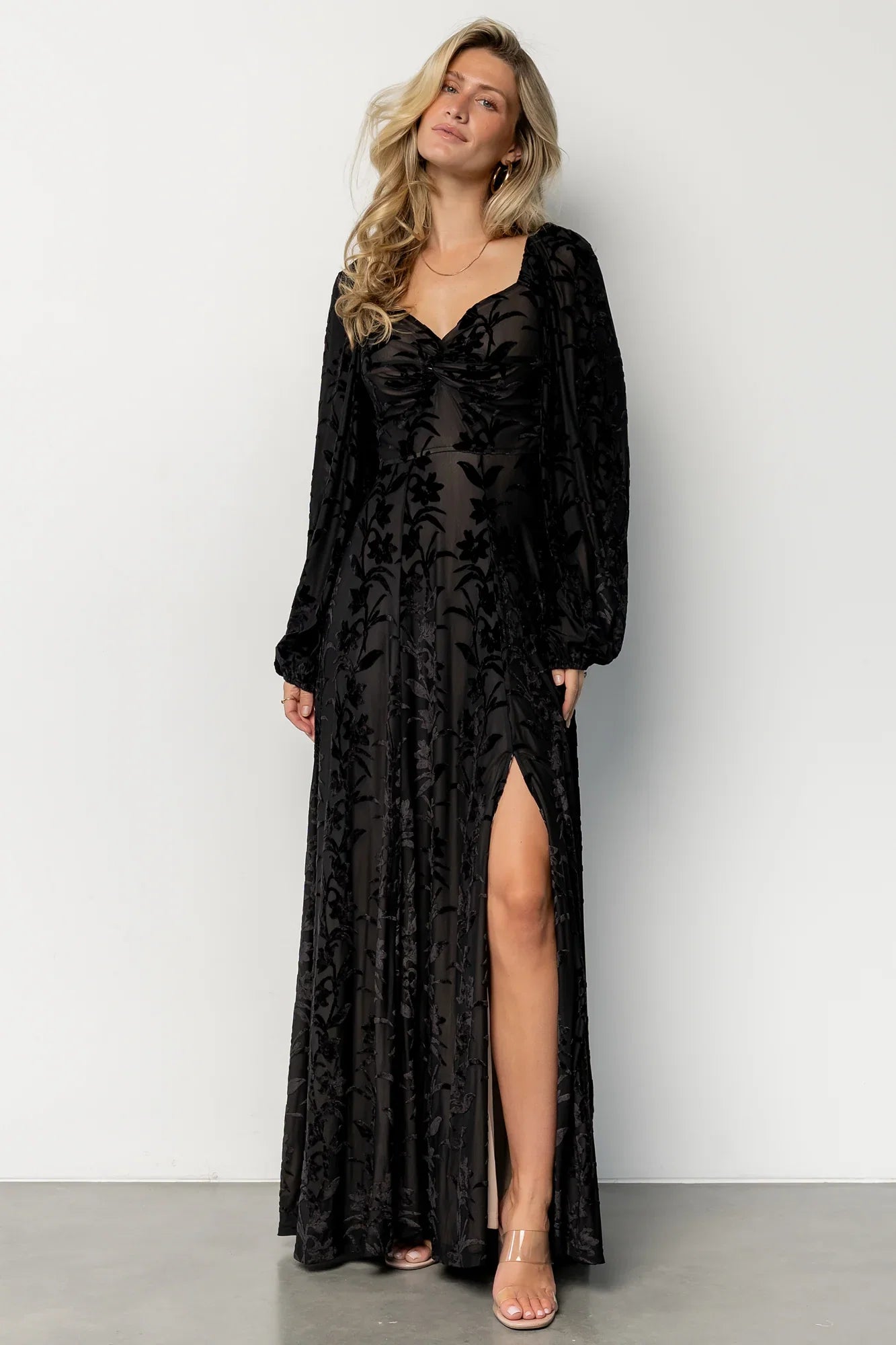 Aurora Velvet Maxi Dress | Black Floral