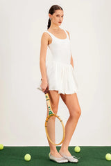 Baldo Sleeveless Bodycon Puff Mini Dress In White