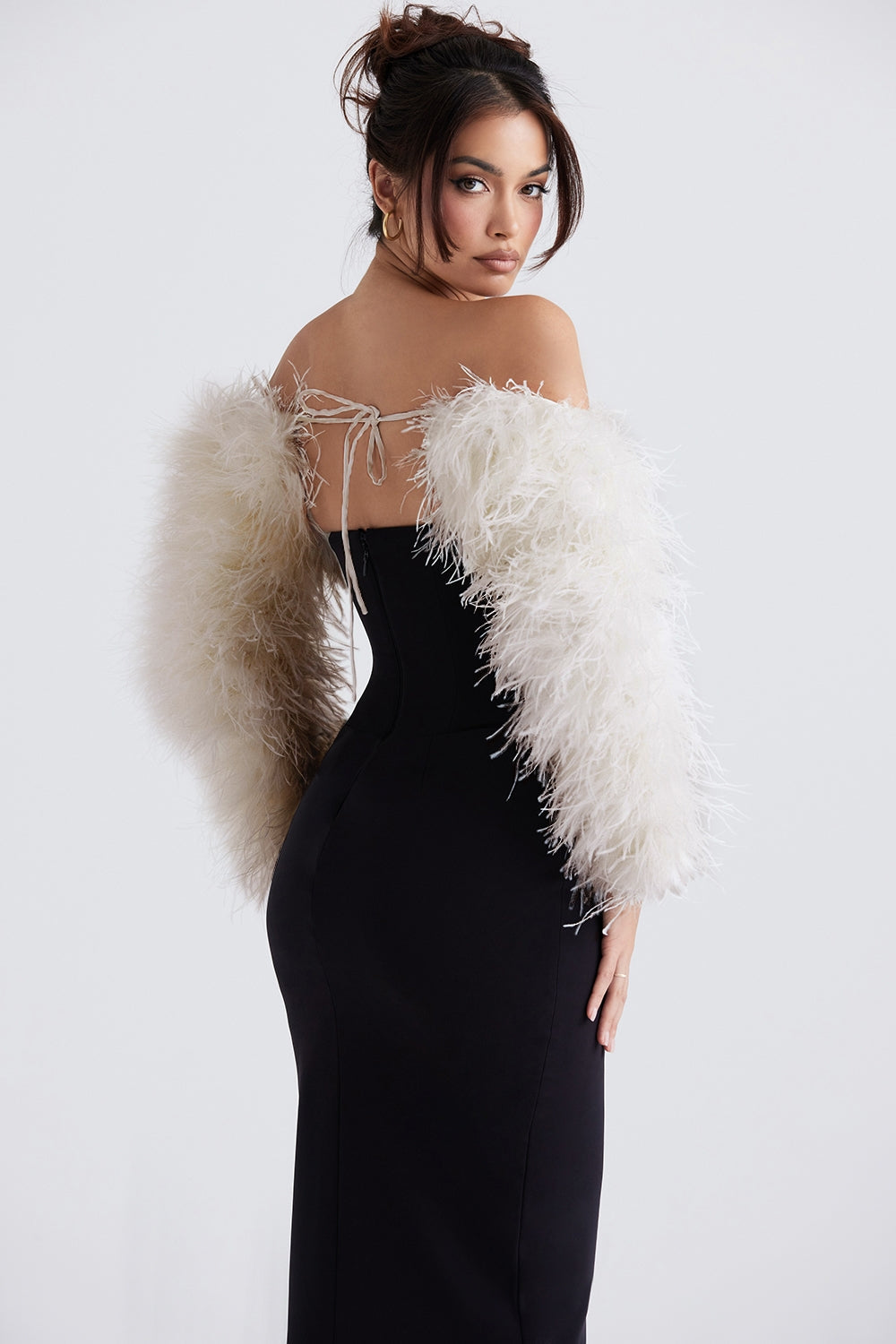 Ash-Off White Marabou Sleeve Jacket