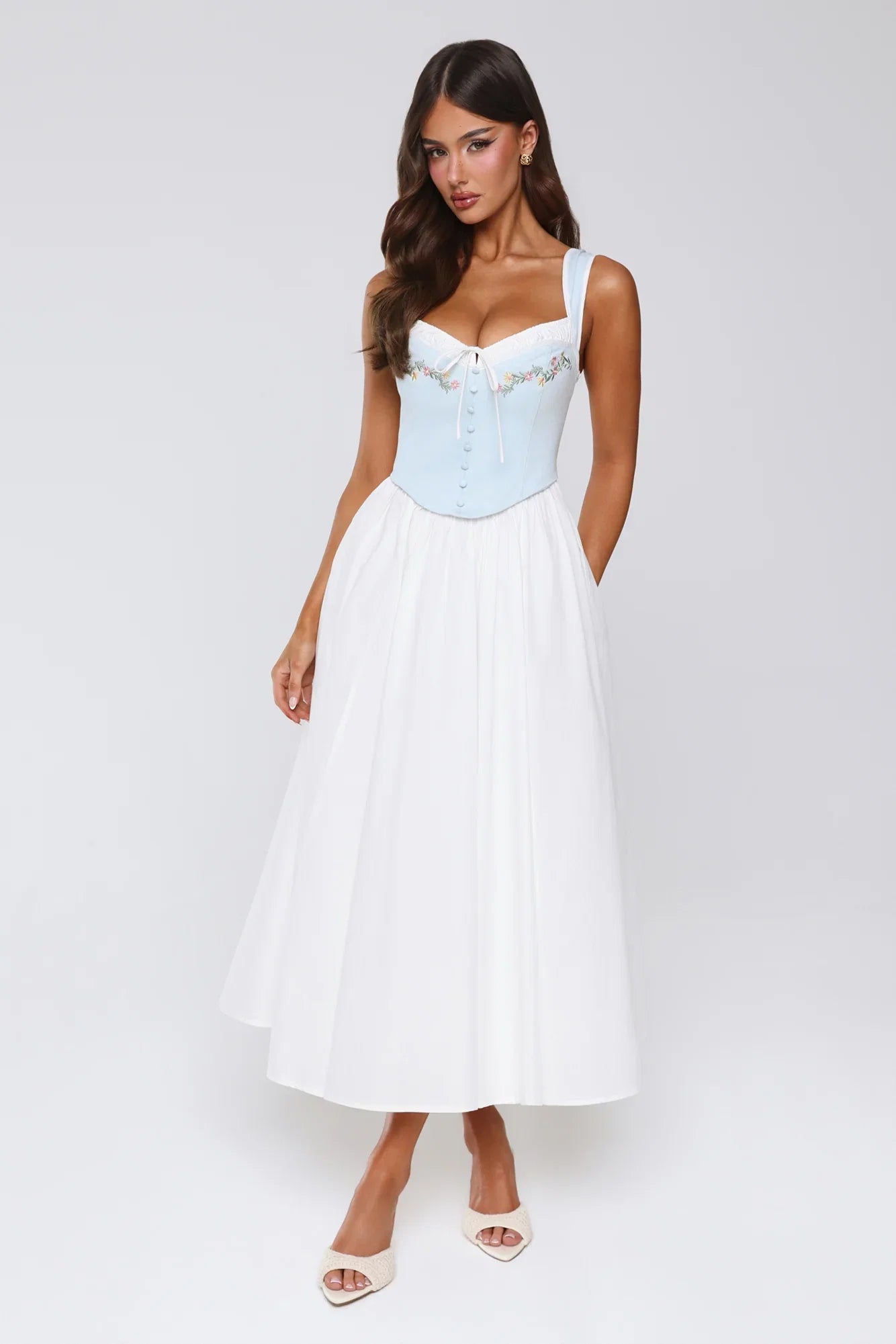 Cottage Glow Maxi Dress Blue