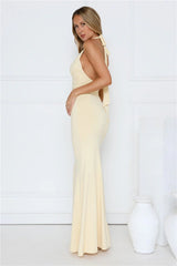 Chic Spark Halter Maxi Dress Yellow