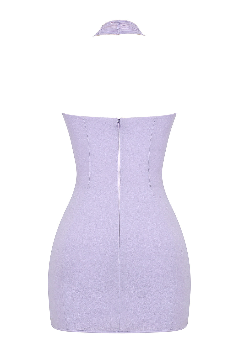 Alyssa-Orchid Crepe Plunge Mini Dress