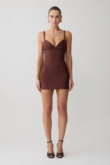 Bandage Knit Mini Dress - Chocolate