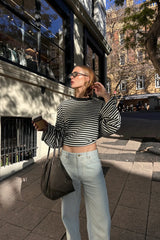 Bloom Long Sleeve Top Onyx Stripe