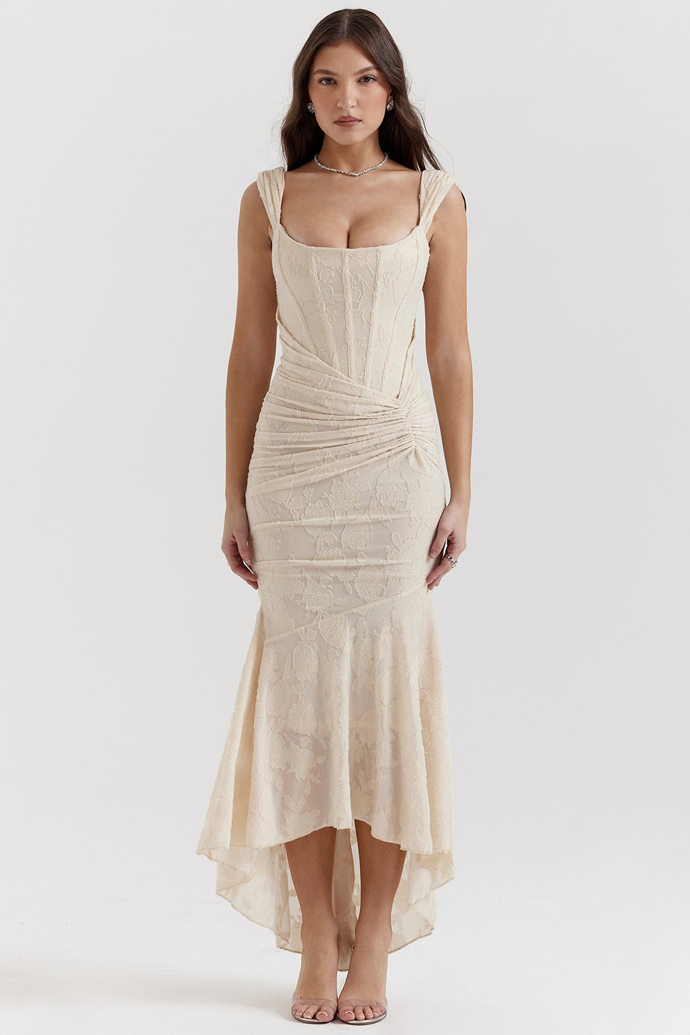 Cesca-Vintage Cream Floral Maxi Dress