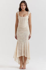 Cesca-Vintage Cream Floral Maxi Dress