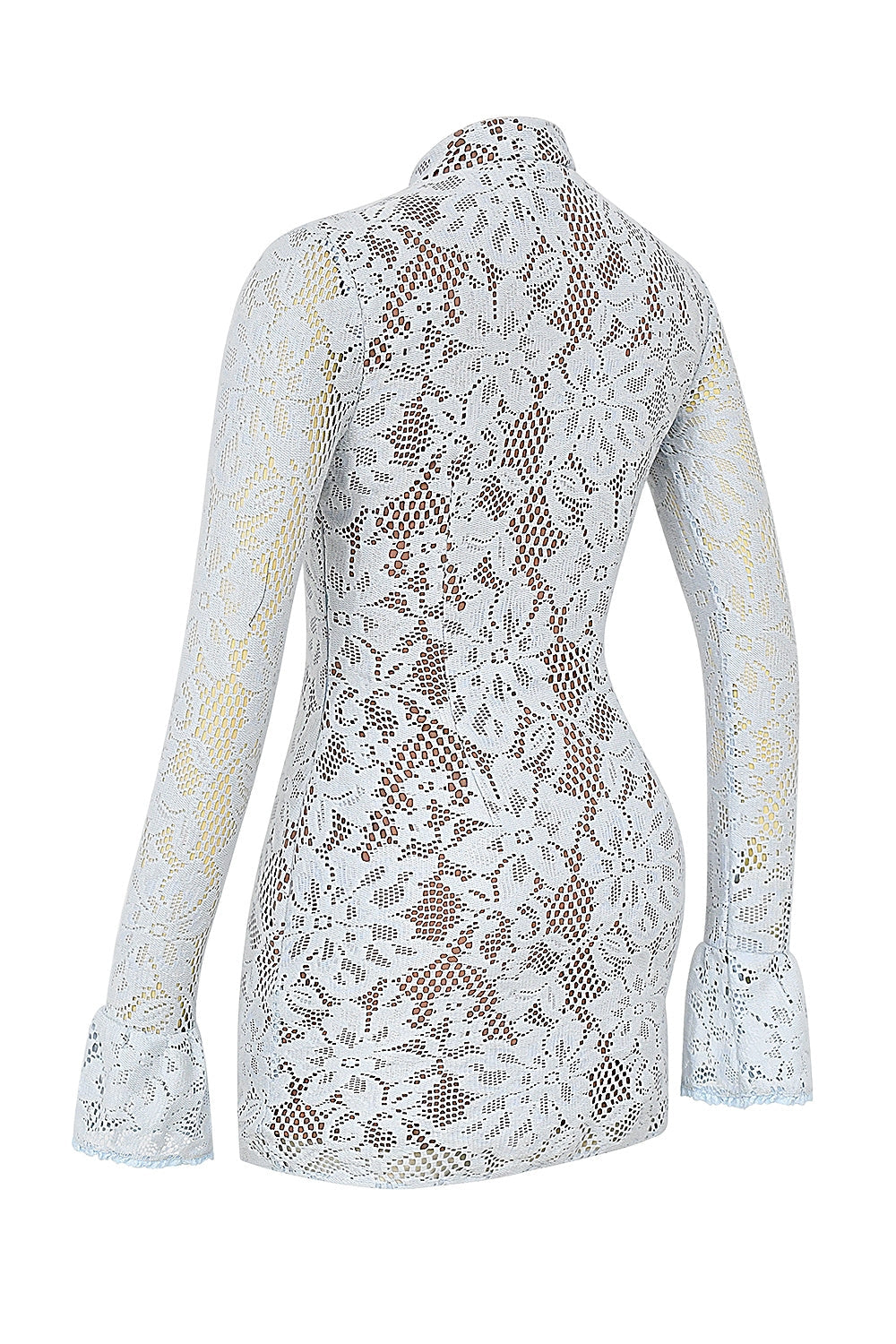Brianna-Bluebell Keyhole Lace Mini Dress