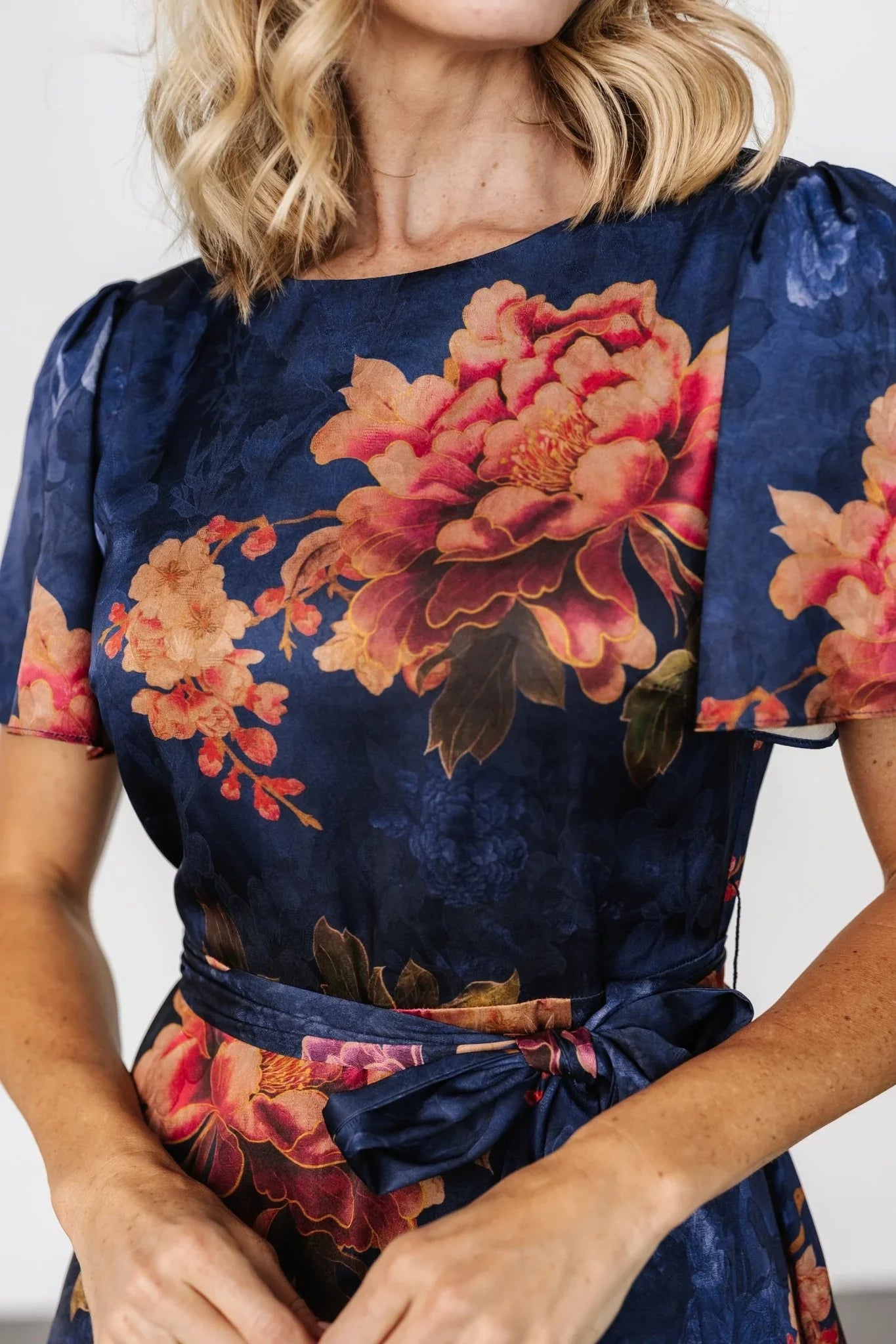 Agnes Satin Maxi Dress | Navy Floral