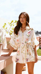 Carmen Playsuit - Flower Print