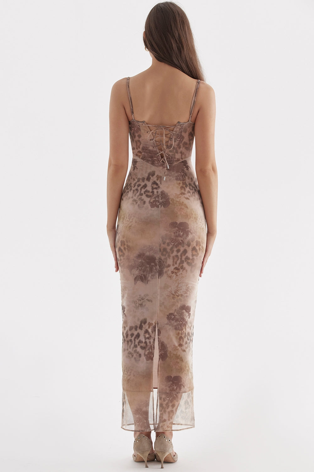 Aiza-Cream Floral Print Maxi Dress