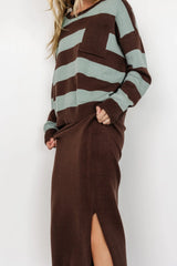 Carlotta Sweater + Skirt Set | Brown + Turquoise