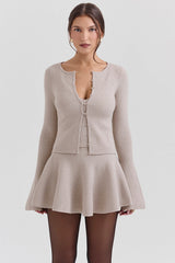 Aster-Biscuit Wool Cashmere Long Sleeve Cardigan