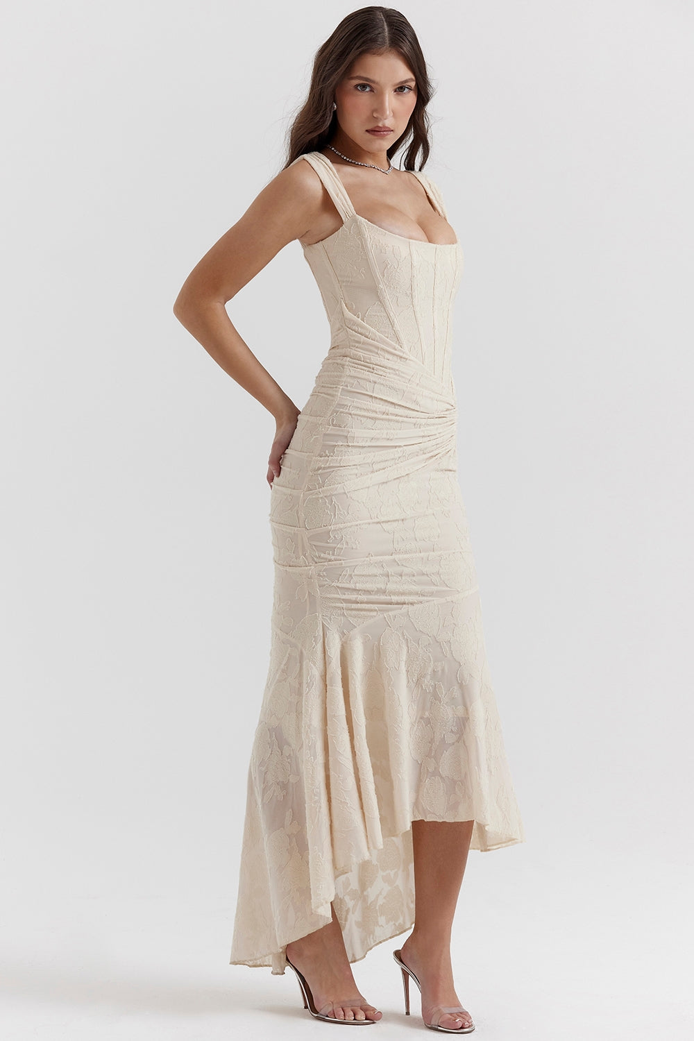 Cesca-Vintage Cream Floral Maxi Dress