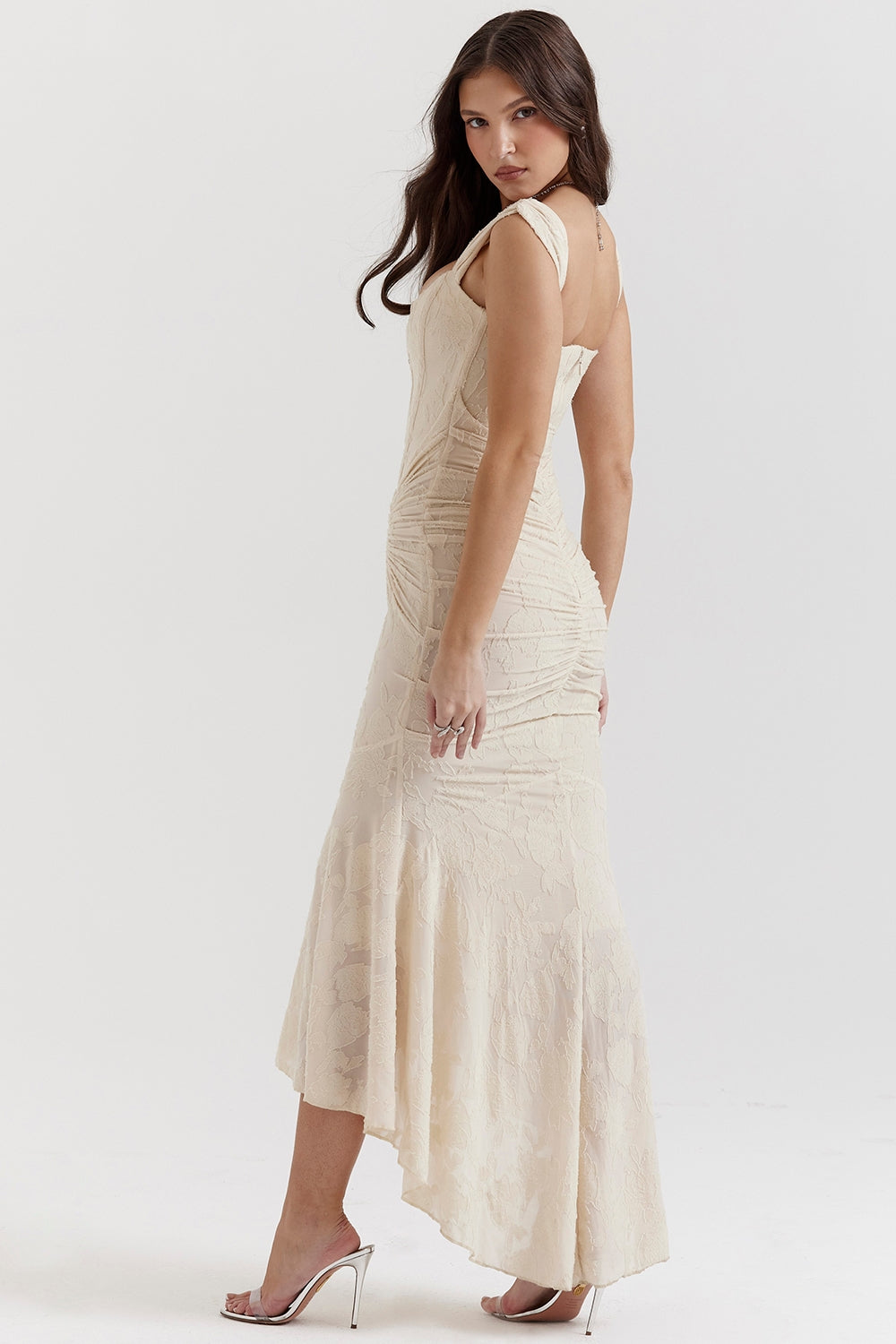 Cesca-Vintage Cream Floral Maxi Dress