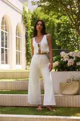 Coastal Cutie Eyelet Tie Set White