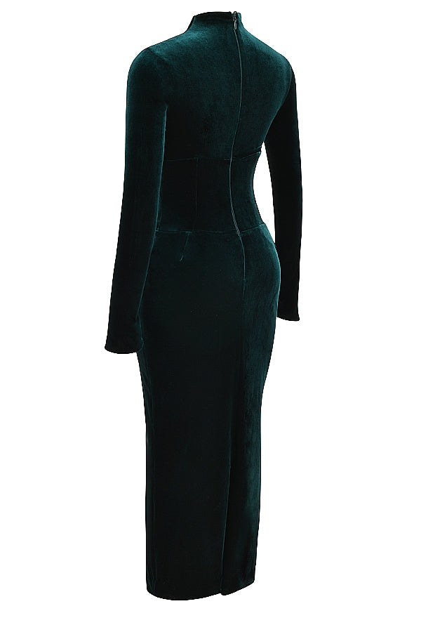 Arabella-Forest Velvet Corset Dress