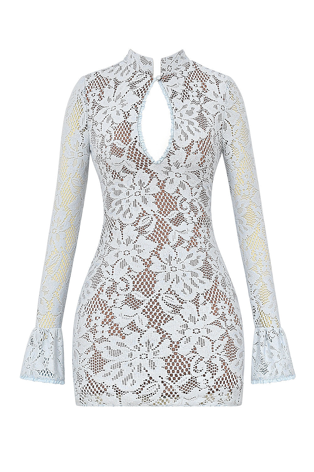 Brianna-Bluebell Keyhole Lace Mini Dress