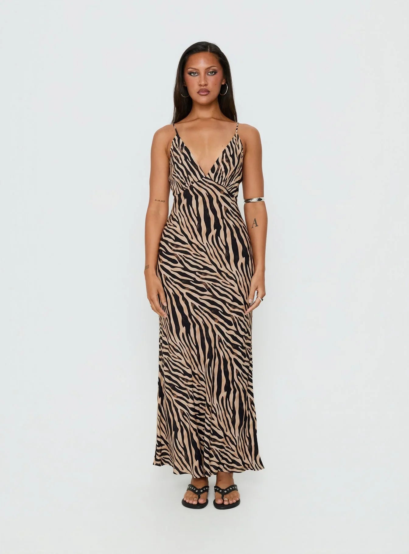 Cherilynn V Neck Maxi Dress Zebra