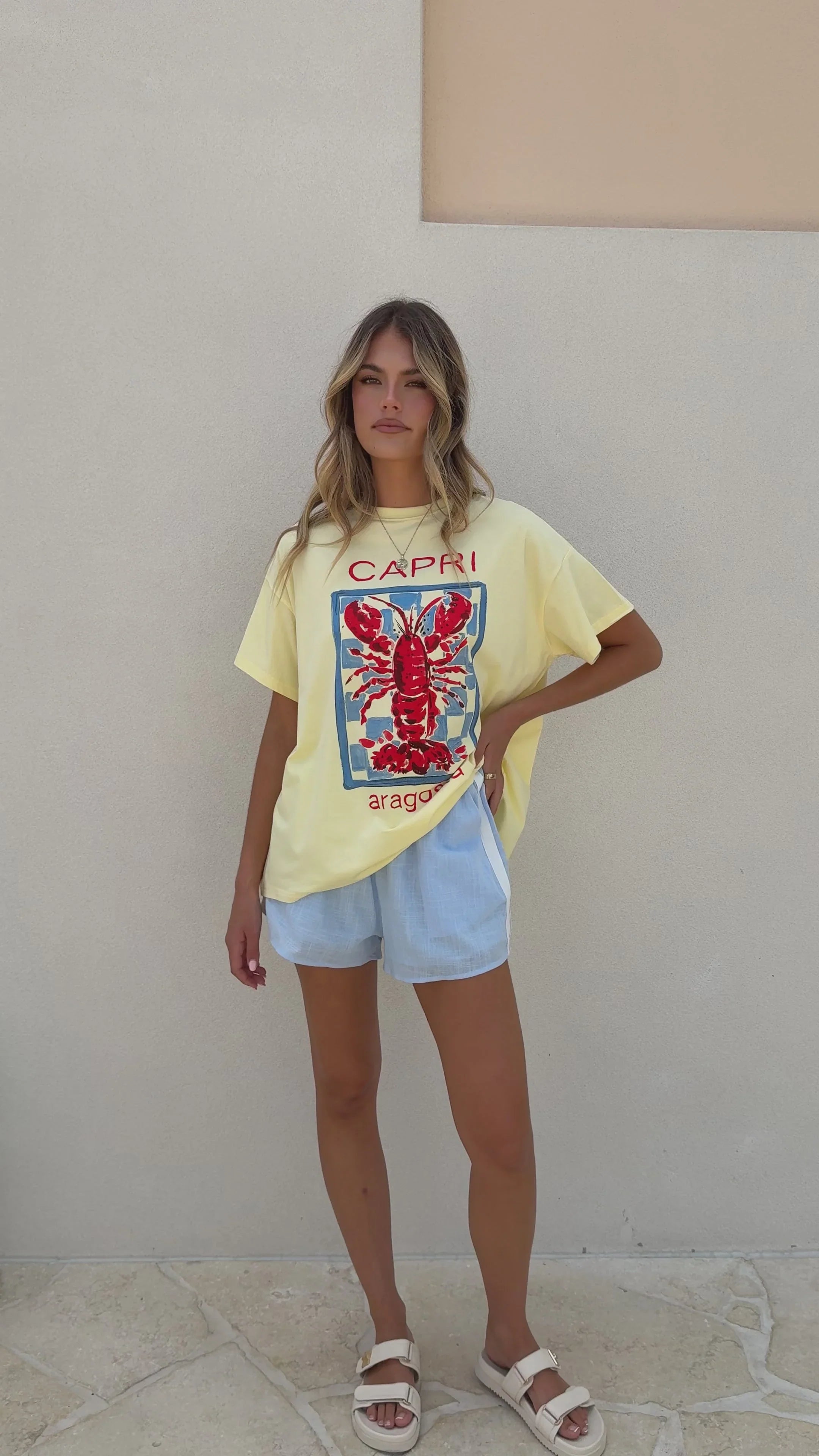 Capri Aragosta Top and Shorts Set - Yellow/Blue