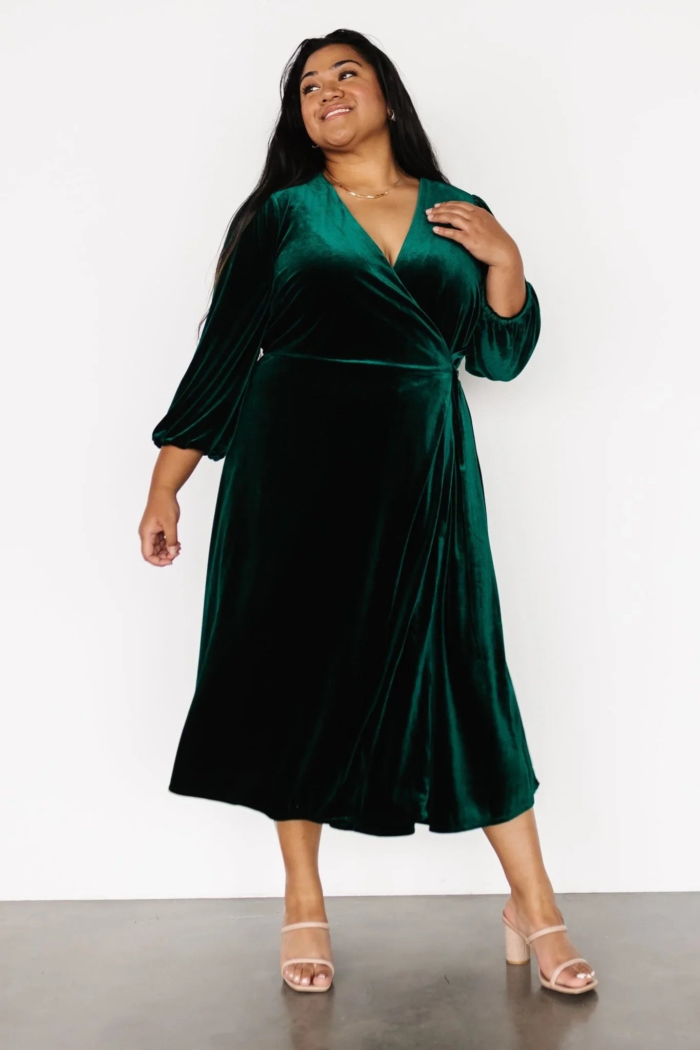 Beckinsale Velvet Wrap Dress | Dark Green