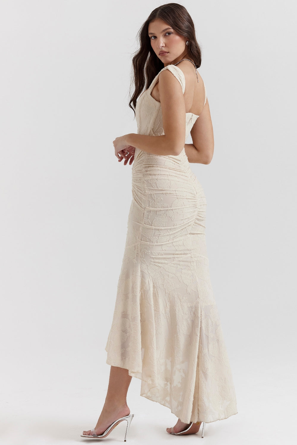 Cesca-Vintage Cream Floral Maxi Dress