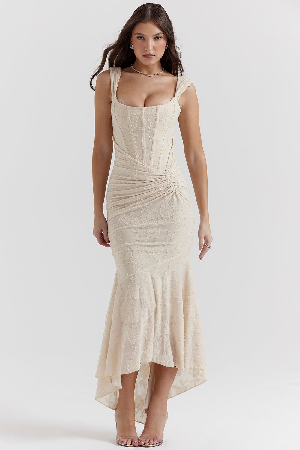 Cesca-Vintage Cream Floral Maxi Dress