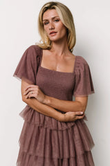 Cherise Tulle Tiered Dress | Dusty Lavender
