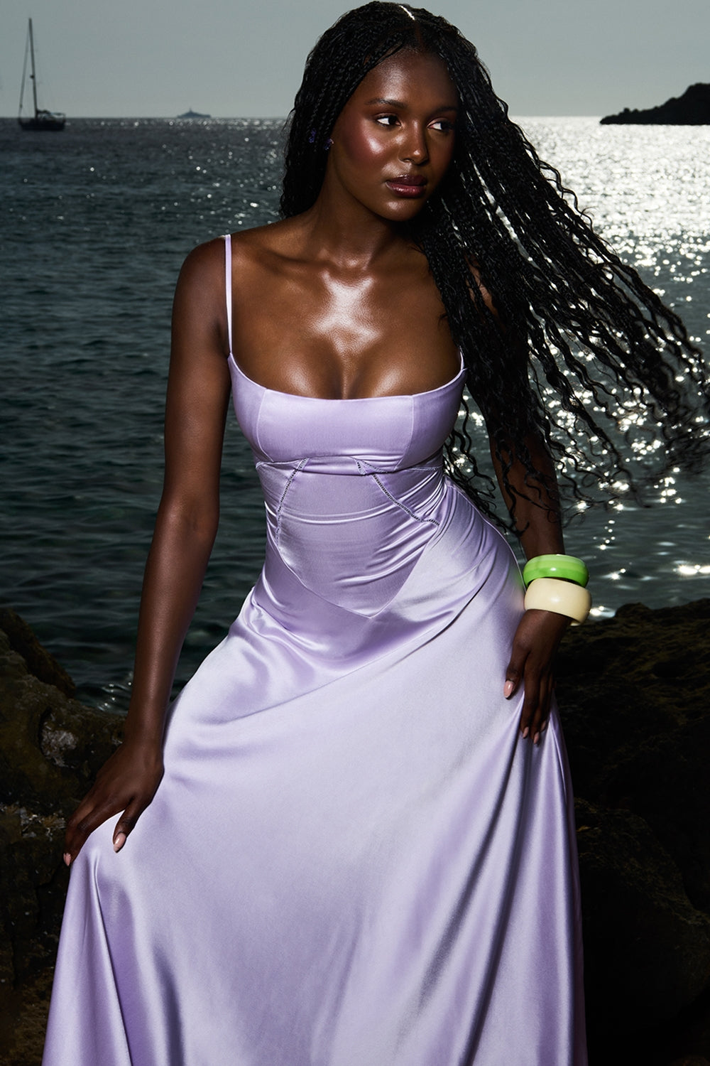 Anabella-Orchid Lace Up Maxi Dress
