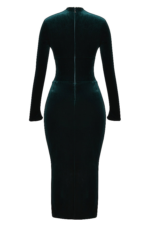 Arabella-Forest Velvet Corset Dress