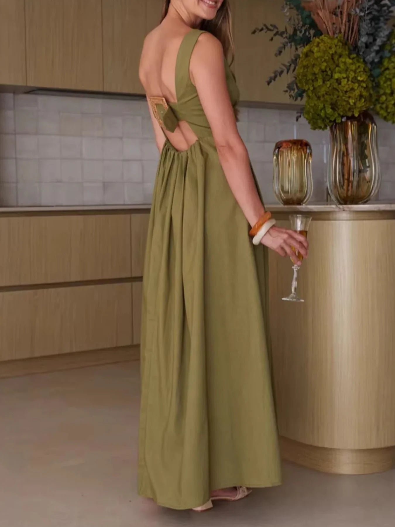 Button Front Sleeveless Dress
