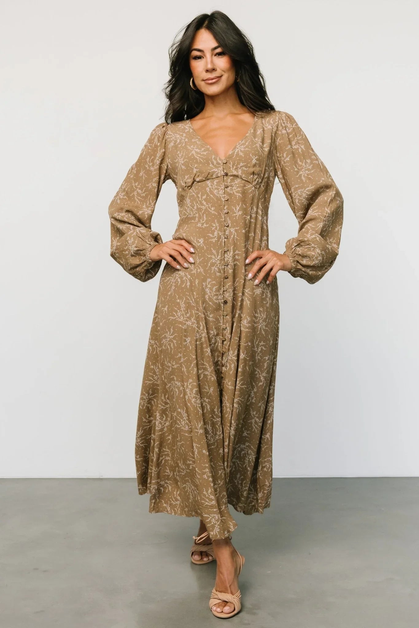 Claudine Maxi Dress | Dusty Brown Print