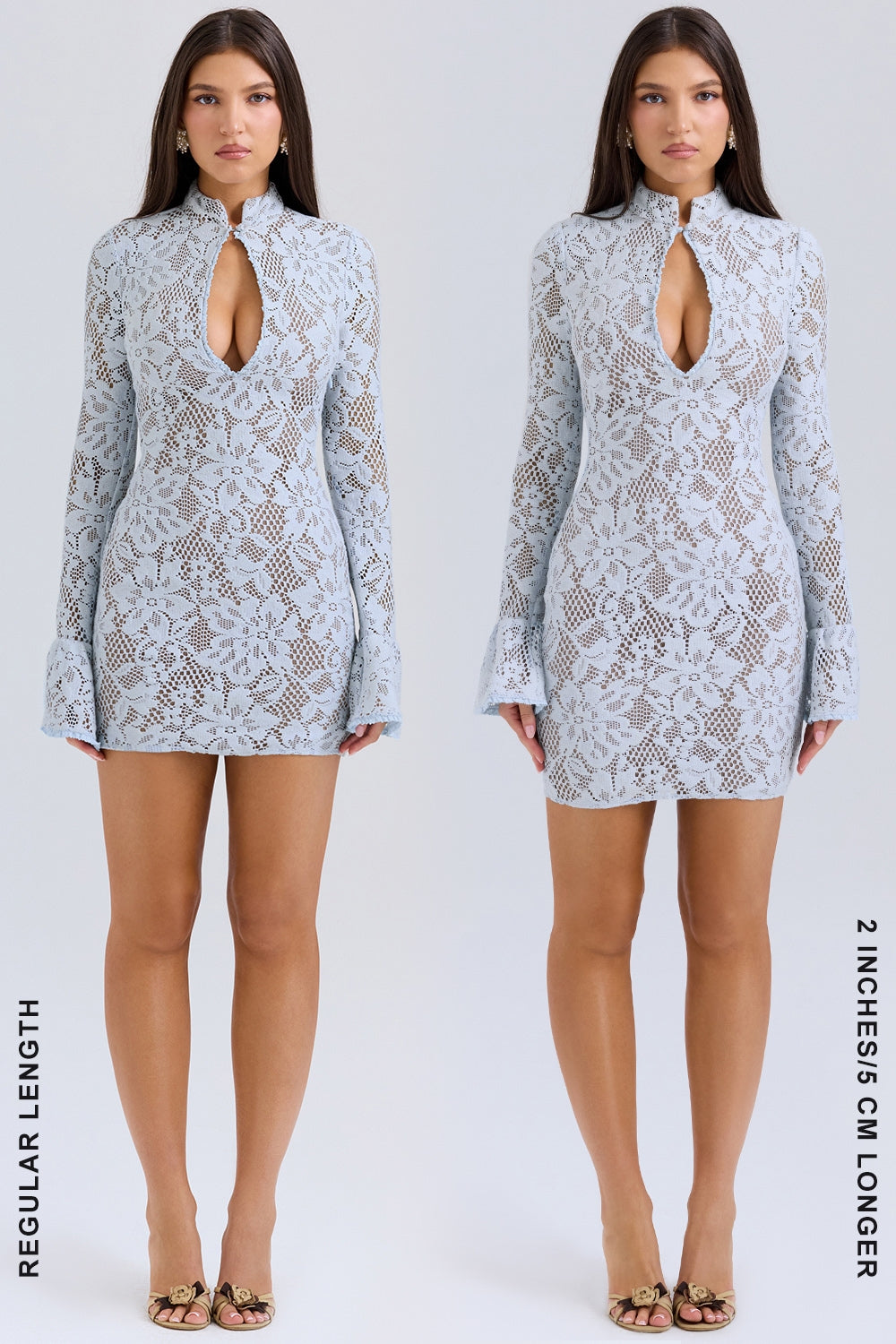 Brianna-Bluebell Keyhole Lace Mini Dress