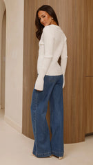 Corbin Collared Knit Top - White