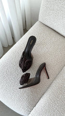 Casey Heel - Choc Satin