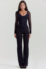 Araminta-Black Long Sleeve Corset