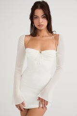 Babydoll-Ivory Chiffon Halter Mini Dress