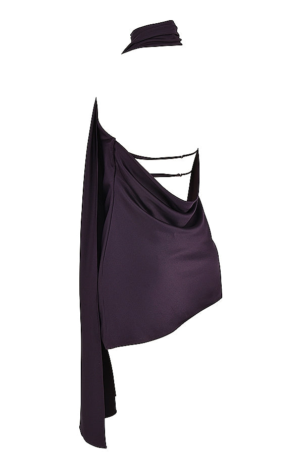 Aida-Night Shade Asymmetric Wrap Neck Dress