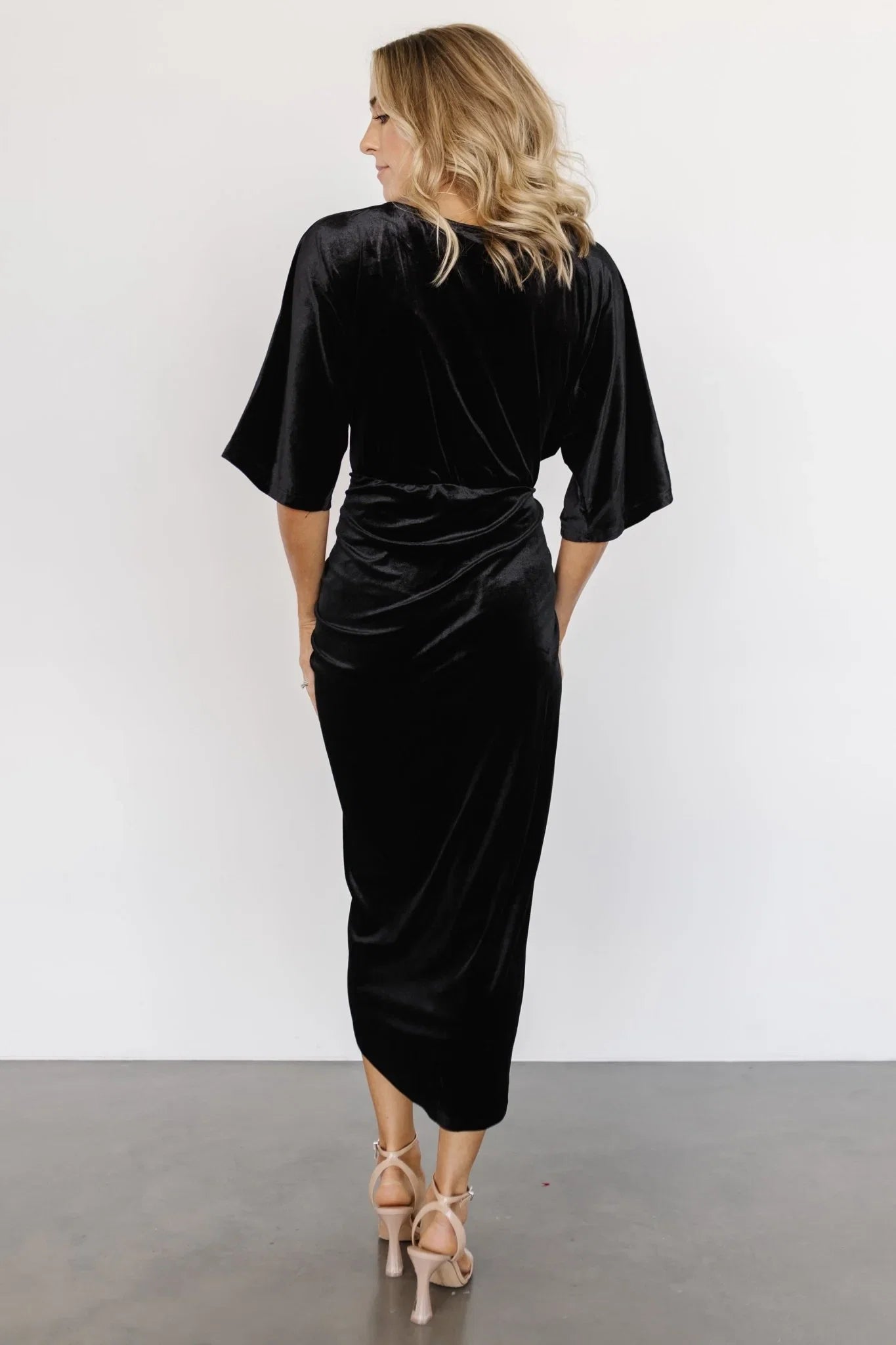 Brendyn Ruched Velvet Dress | Black