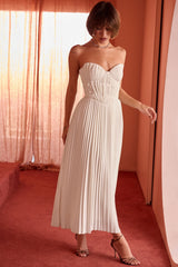 Amorata-Ivory Pleated Maxi Dress