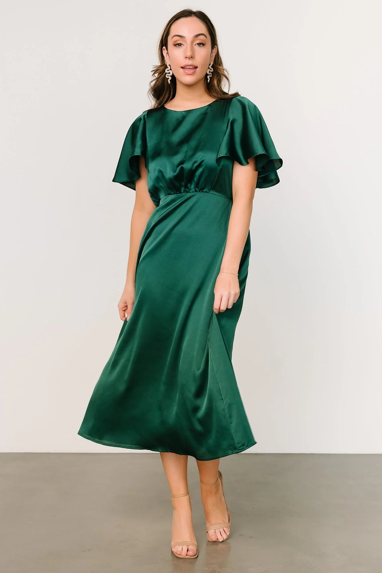 Cinta Satin Midi Dress | Emerald
