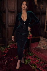 Arabella-Forest Velvet Corset Dress