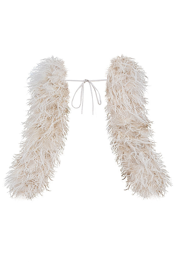 Ash-Off White Marabou Sleeve Jacket