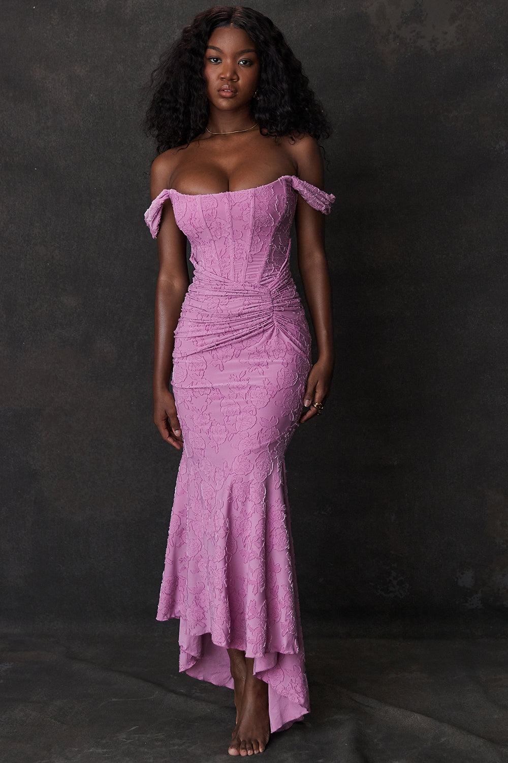 Cesca-Rose Pink Floral Maxi Dress