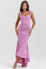 Cesca-Rose Pink Floral Maxi Dress