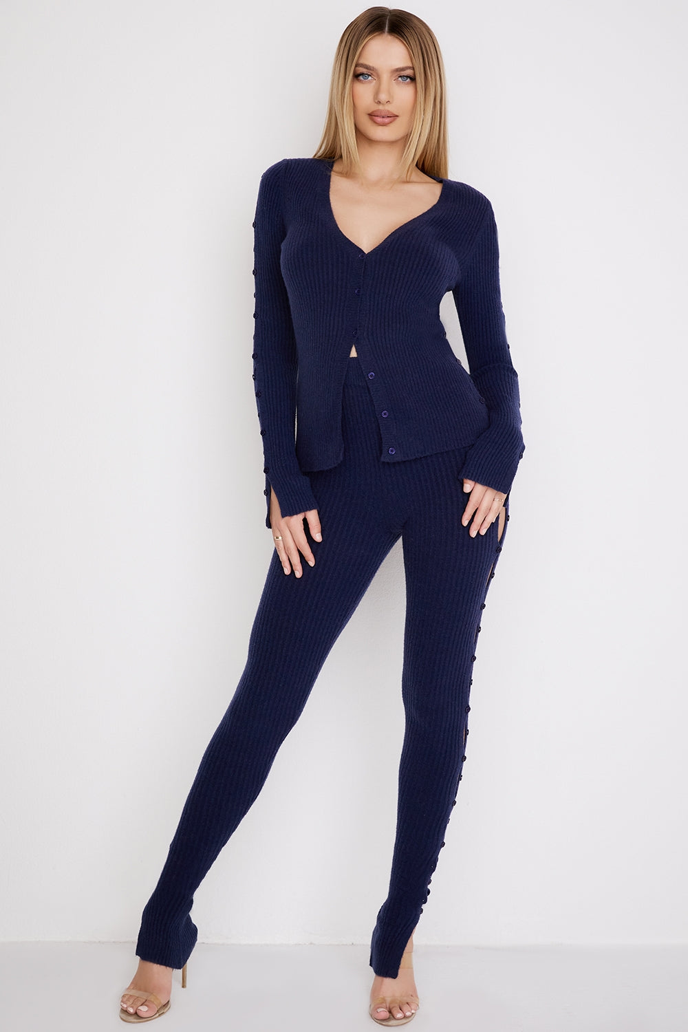 Belong-Navy Ribbed Knit Trousers - SALE