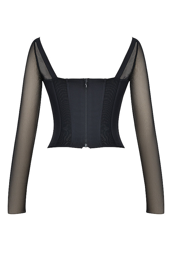 Araminta-Black Long Sleeve Corset